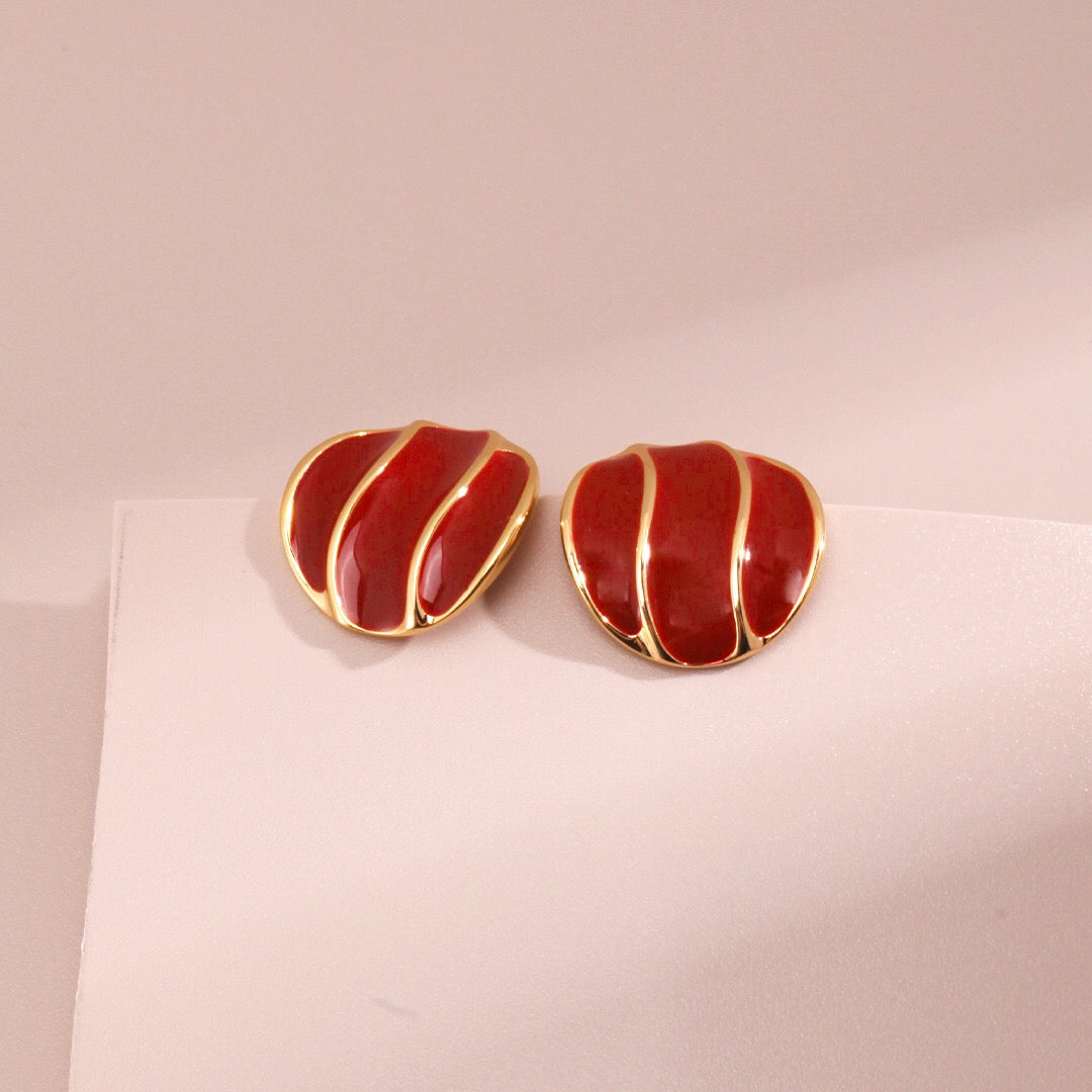 Scarlet Wave Enamel Studs | Fiore Di Perle