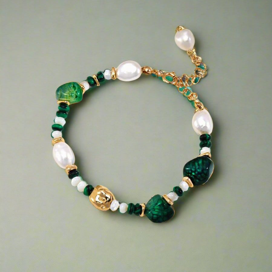 Verdant Harmony Pearl & Agate Bracelet | Fiore Di Perle