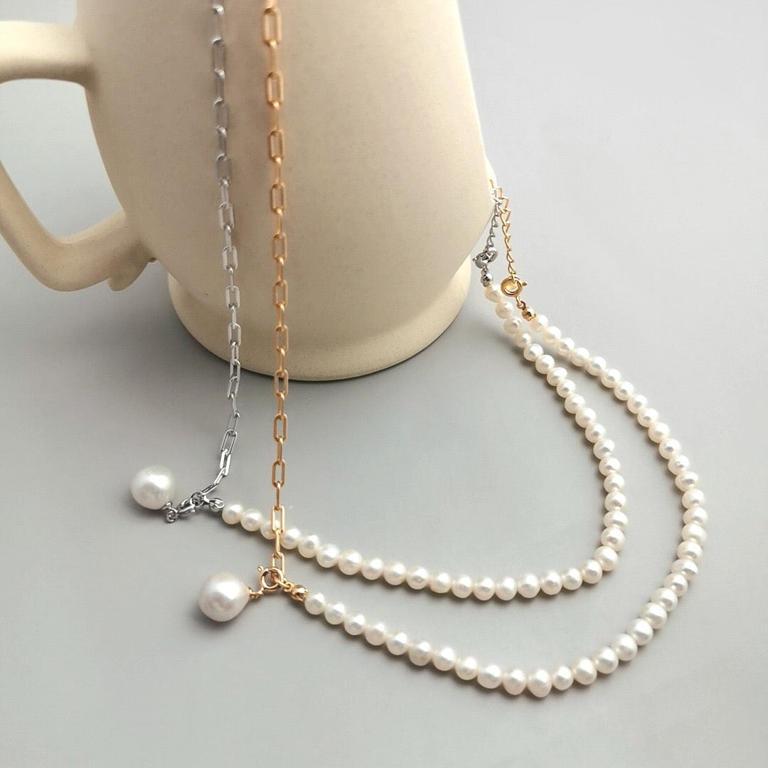 Sophisticated Harmony Pearl Chain Necklace | Fiore Di Perle